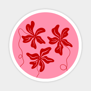 Funky Red on Pink Plants illustration. Abstract Matisse Style art Magnet